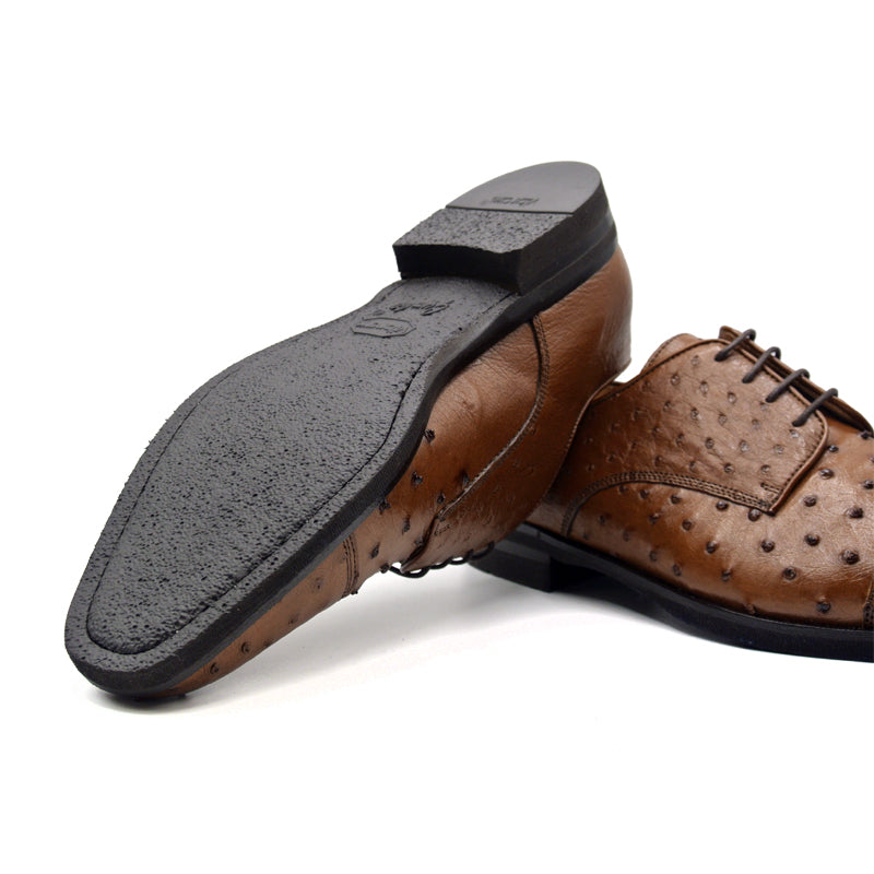 Zelli Italia Men's 23-538-BDY ANDREA Ostrich Quill Lace Up, Brandy