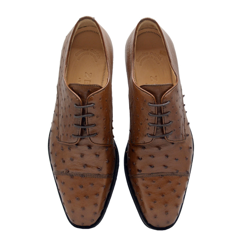 Zelli Italia Men's 23-538-BDY ANDREA Ostrich Quill Lace Up, Brandy