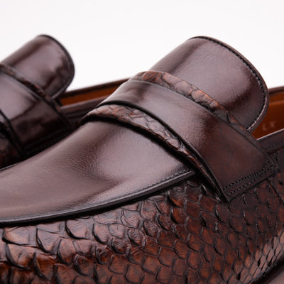 The Aurelio Brown Python & Baby Buffalo Leather Penny Loafer