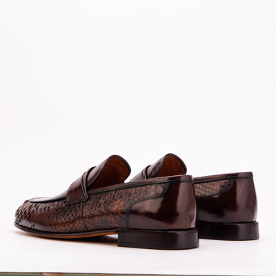 The Aurelio Brown Python & Baby Buffalo Leather Penny Loafer