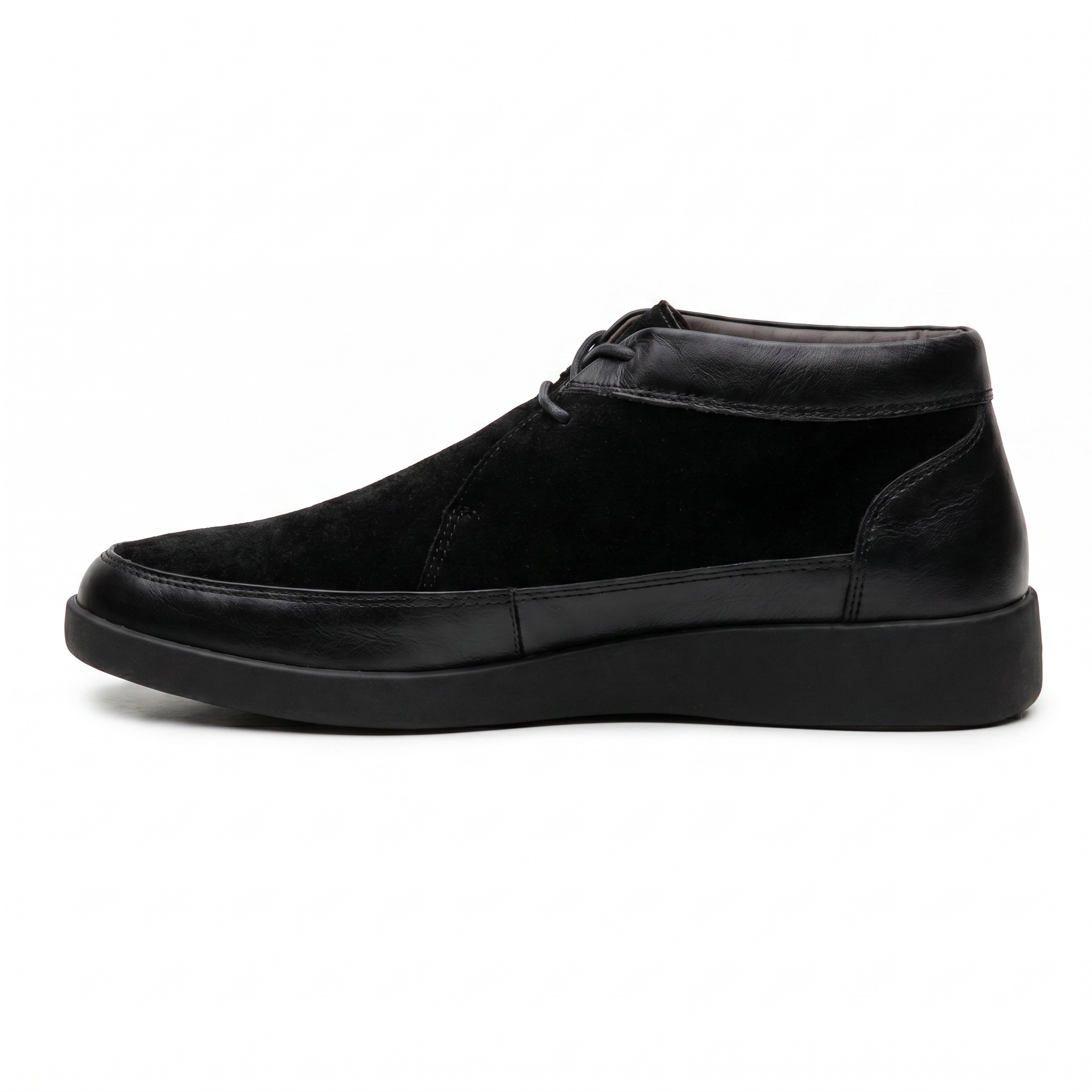 Johnny Famous Bally Style Central Park Men's Black Leather and Suede High Top Sneakers