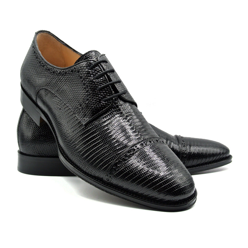 Zelli Italia Men's 24-526-BLK GIOVANNI Teju Lizard Lace Up, Black