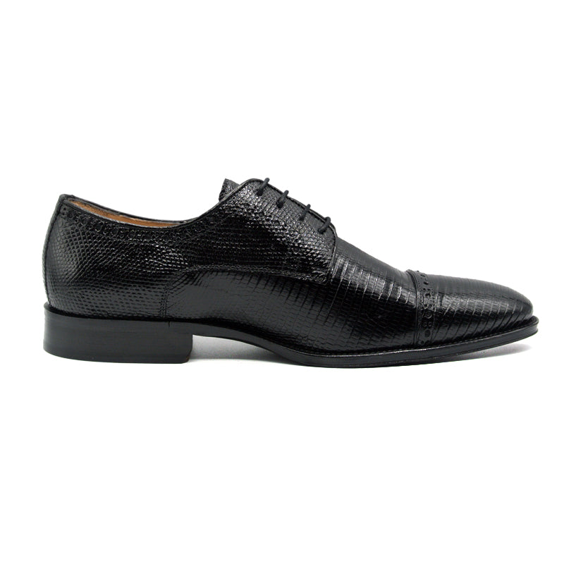 Zelli Italia Men's 24-526-BLK GIOVANNI Teju Lizard Lace Up, Black