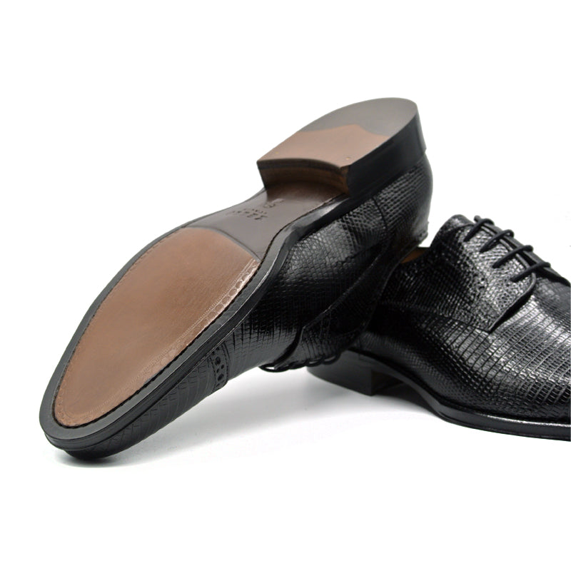 Zelli Italia Men's 24-526-BLK GIOVANNI Teju Lizard Lace Up, Black