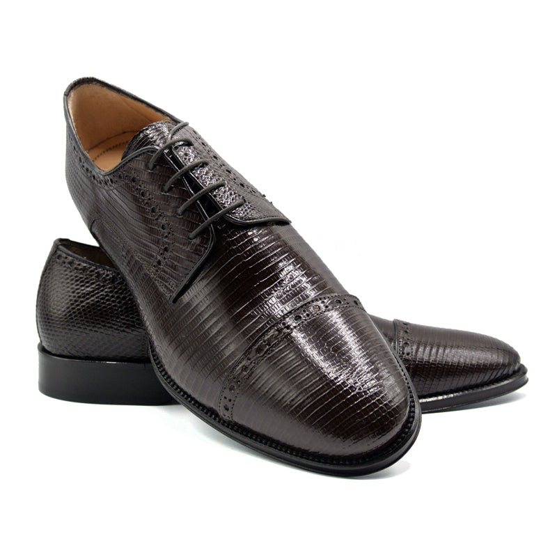 Zelli Italia Men's 24-526-BRN GIOVANNI Teju Lizard Lace Up, Dark Brown