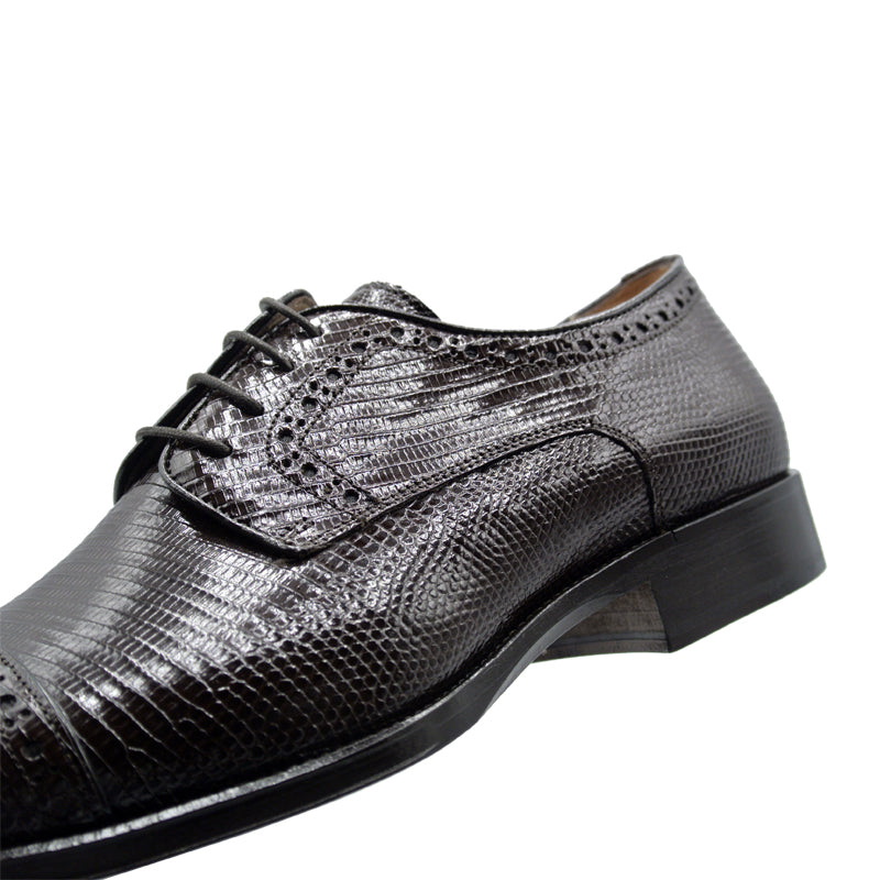 Zelli Italia Men's 24-526-BRN GIOVANNI Teju Lizard Lace Up, Dark Brown