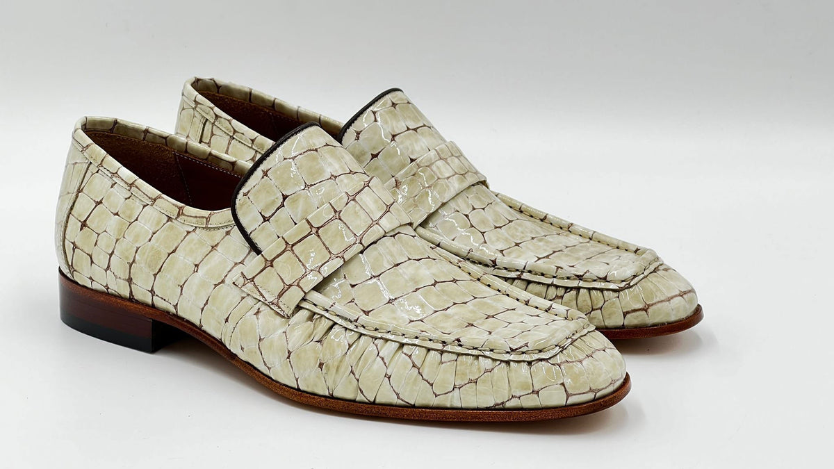 C&E Fashions  C Collection Crocodile Leather Loafer - Beige – product view 1