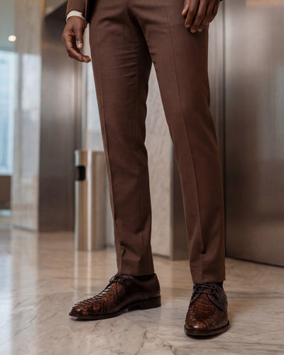 The Valmont Tan Python Leather Derby Men Shoe