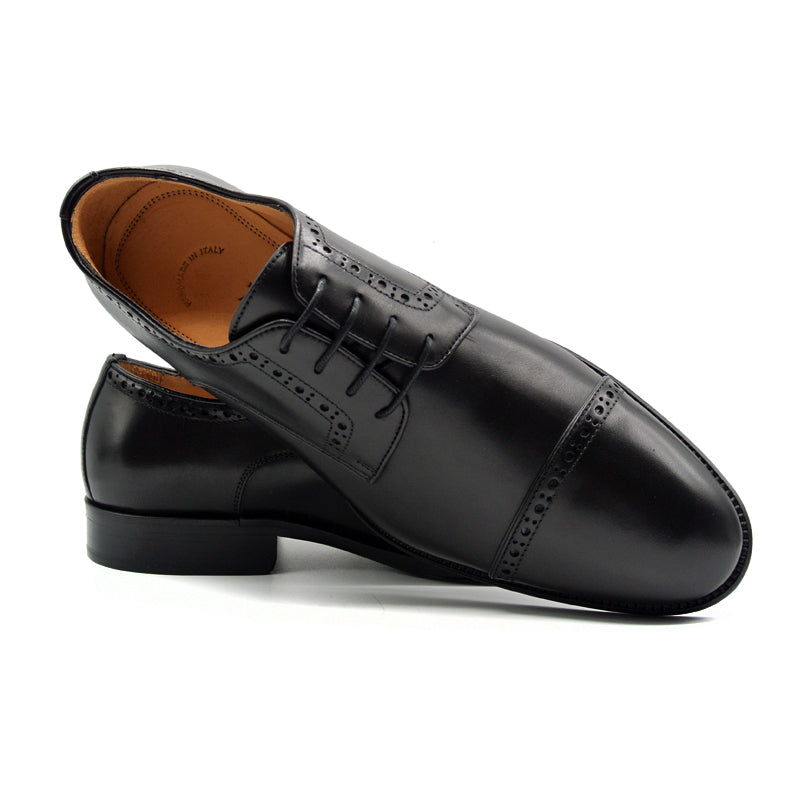 Zelli Italia Men's 25-530-BLK GIOVANNI Italian Calfskin Lace Up, Black Size 10