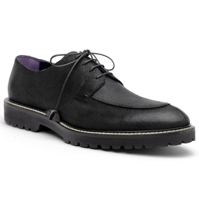 Zelli Italia Men's 26-224-BLK CAMPO Sueded Goatskin Lace Up with Wax Finish, Black