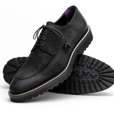 Zelli Italia Men's 26-224-BLK CAMPO Sueded Goatskin Lace Up with Wax Finish, Black