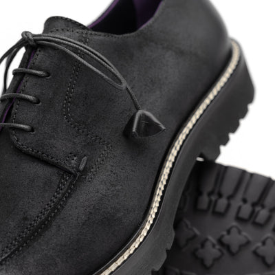 Zelli Italia Men's 26-224-BLK CAMPO Sueded Goatskin Lace Up with Wax Finish, Black