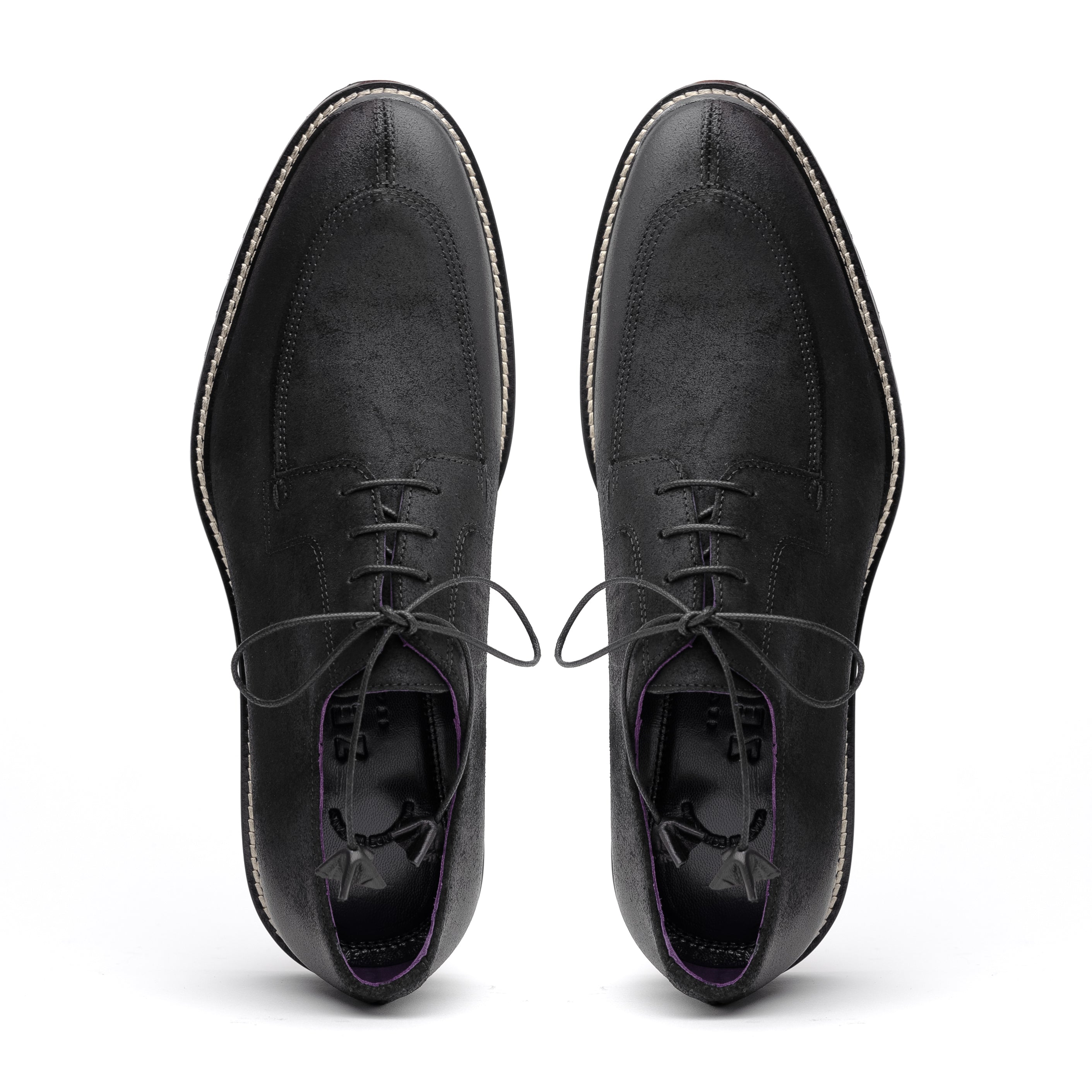 Zelli Italia Men's 26-224-BLK CAMPO Sueded Goatskin Lace Up with Wax Finish, Black
