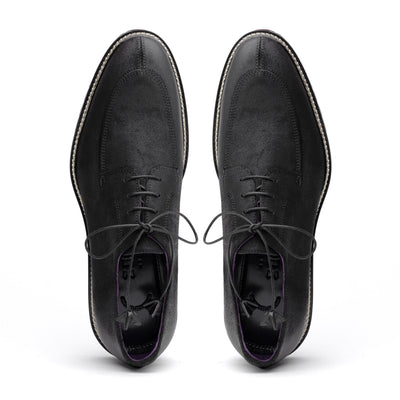 Zelli Italia Men's 26-224-BLK CAMPO Sueded Goatskin Lace Up with Wax Finish, Black