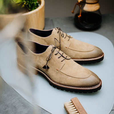 Zelli Italia Men's 26-224-OAK CAMPO Sueded Goatskin Lace Up with Wax Finish, Oak