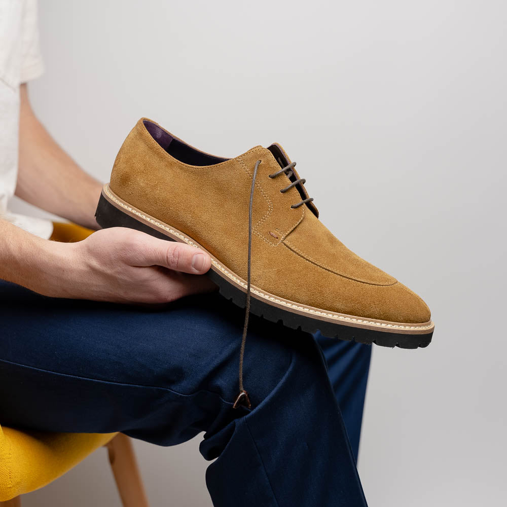 Zelli Italia Men's 26-220-TOB CAMPO Sueded Goatskin Lace Up, Tobacco