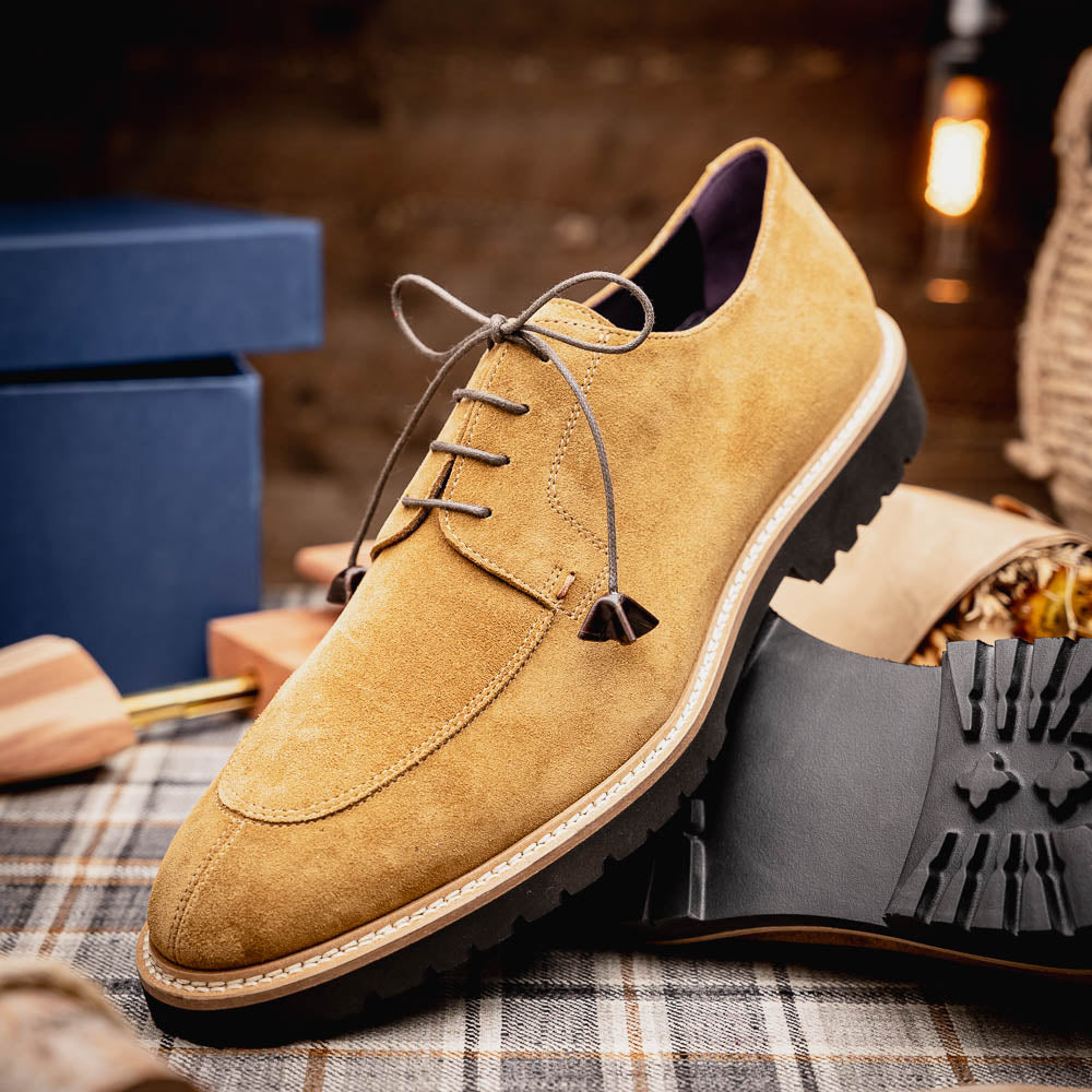 Zelli Italia Men's 26-220-TOB CAMPO Sueded Goatskin Lace Up, Tobacco