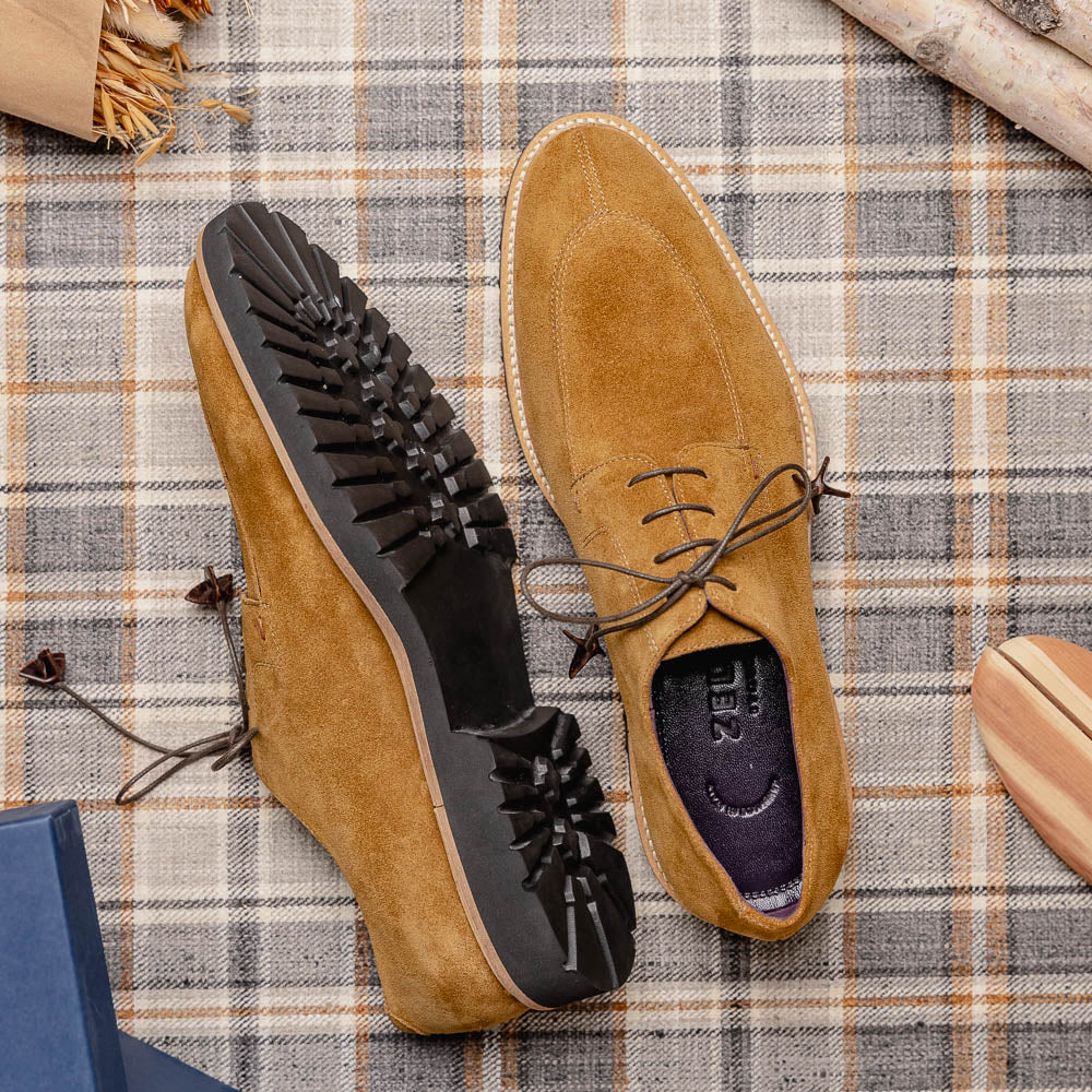 Zelli Italia Men's 26-220-TOB CAMPO Sueded Goatskin Lace Up, Tobacco