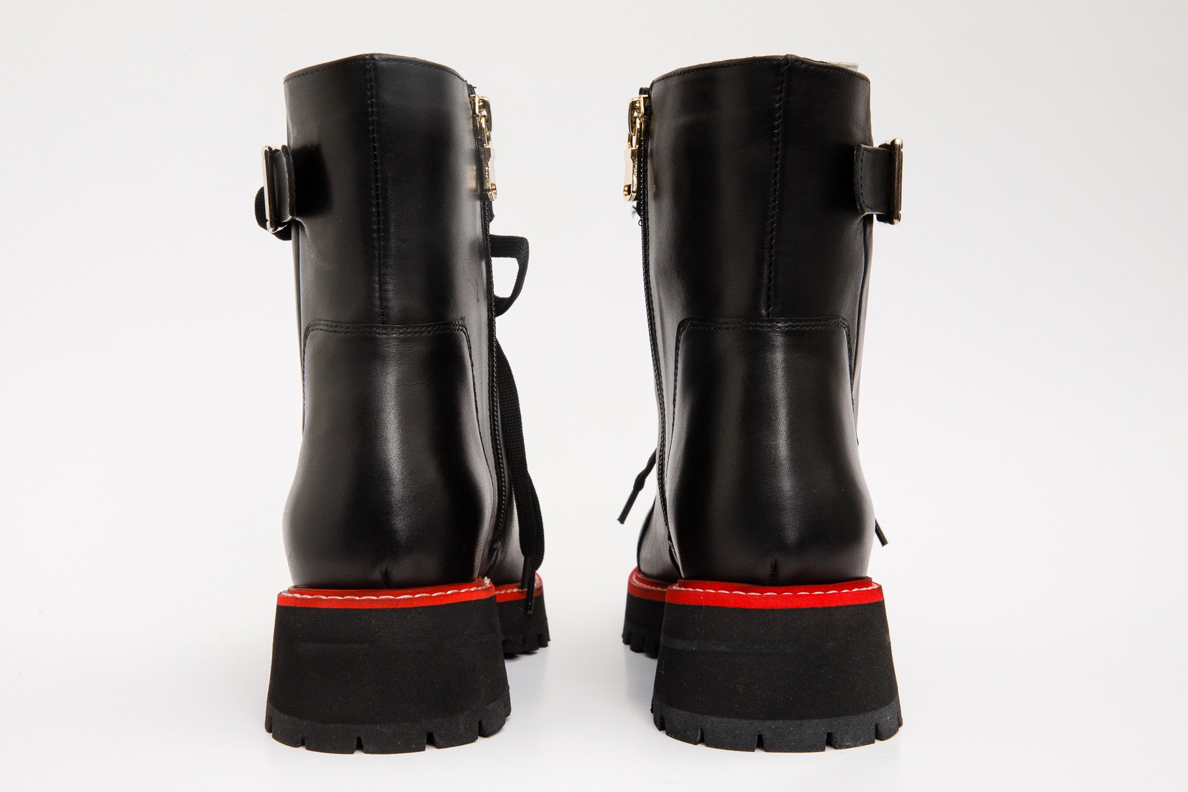 The Belgrano Black Leather Lace-Up Ankle Women Boot With a Side Zipper