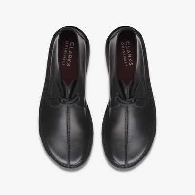 Clarks Originals Desert Trek Men's Black Leather 26113555 — top view