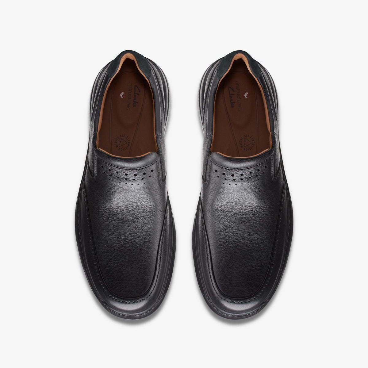 Clarks Un Brawleystep Men's Black Leather 26151788 — top view
