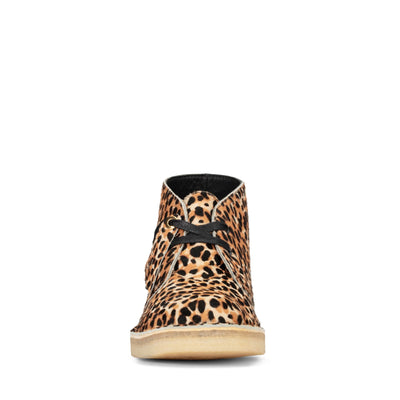 [26154161] WOMENS CLARKS DESERT BOOT LEOPARD PRINT PONY