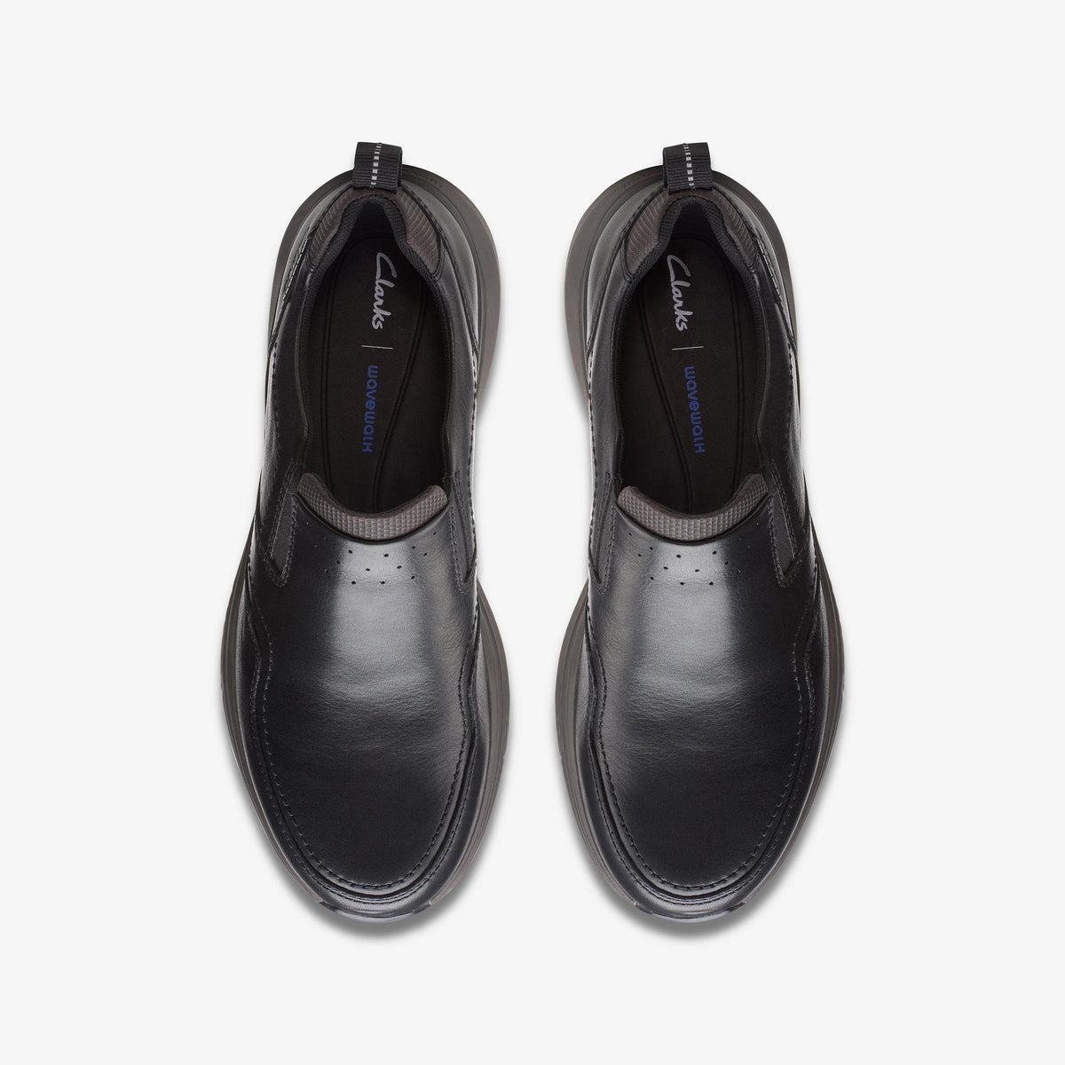 Clarks WAVE 2.0 EDGE Men's Black Leather 26155106 — top view