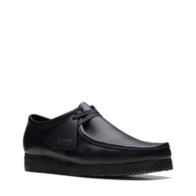 Clarks Originals Wallabee Low - Black Leather Men's Black Leather 26155514 — side view