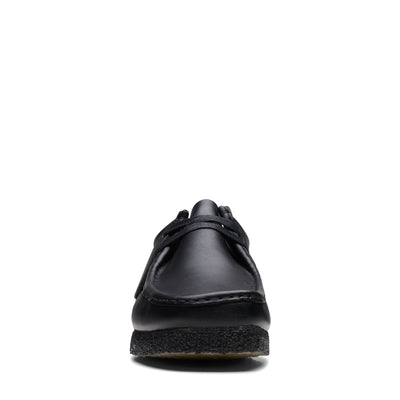 Clarks Originals Wallabee Low - Black Leather Men's Black Leather 26155514 — rear view