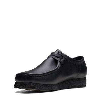 Clarks Originals Wallabee Low - Black Leather Men's Black Leather 26155514 — sole view