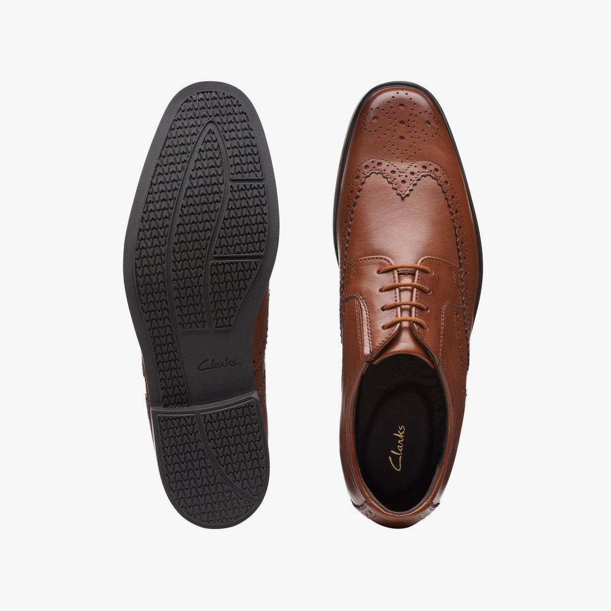 Clarks Howard Wing Men's Dark Tan Leather 26161254 — top view