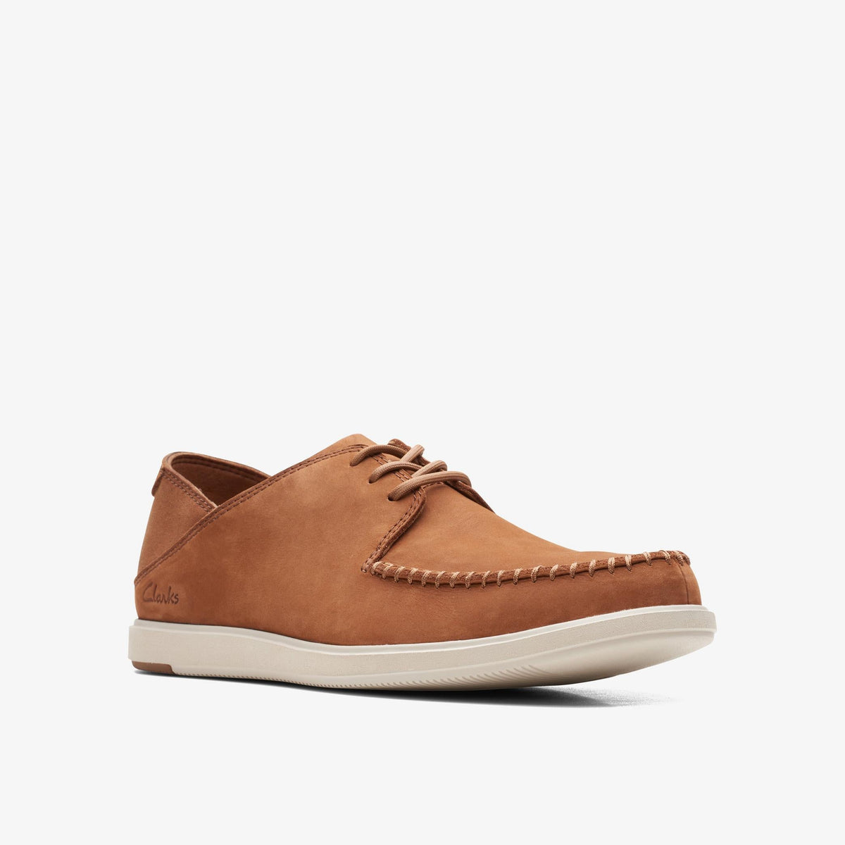 Clarks BRATTON TIE Men's Dark Tan Nubuck 26165980 — rear view