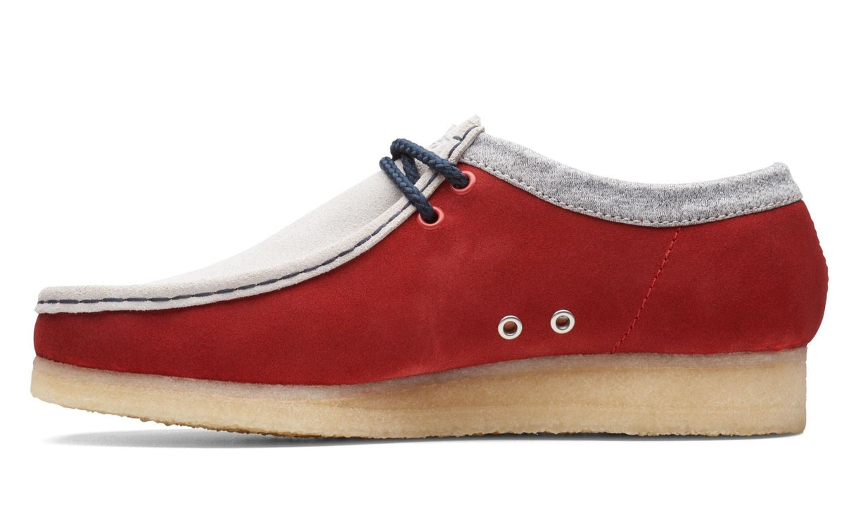 Clarks Originals Wallabee Low VCY Men's Gray and Red Suede 26166291 — detail view