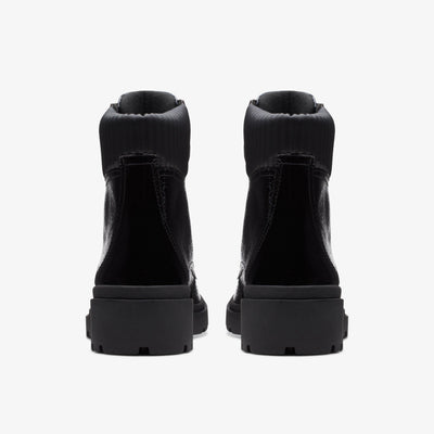Clarks Calla Zip Women's Black Crinkle Patent Boots