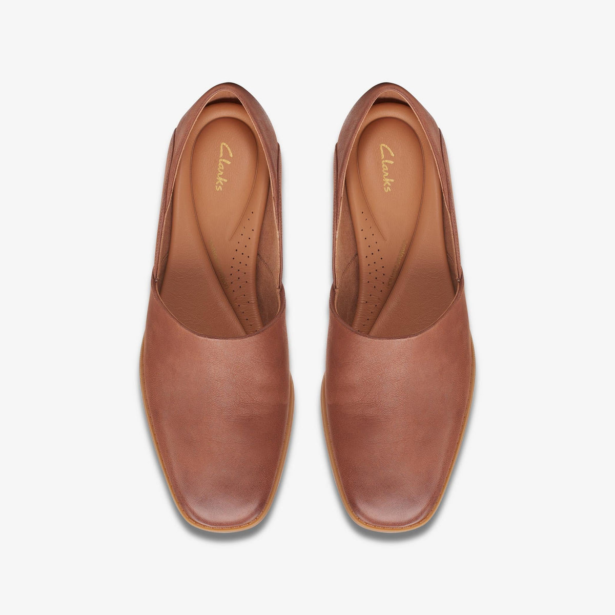 Clarks Pure Belle Women's Dark Tan Leather 26167800 — top view