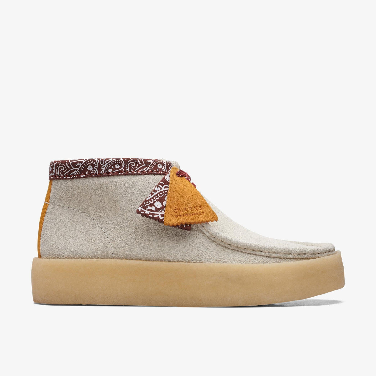 Clarks Originals Wallabee Cup Boot Men's White Interest Suede 26167977