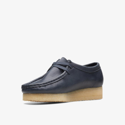 Clarks Originals Wallabee - Navy Leather Women's Navy Leather 26168642 — sole view