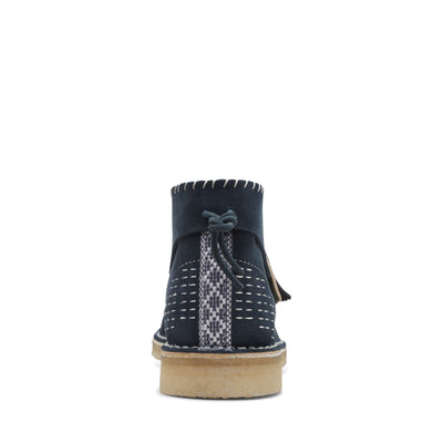 [26168787] WOMENS CLARKS DESERT BOOT NAVY SASHIKO