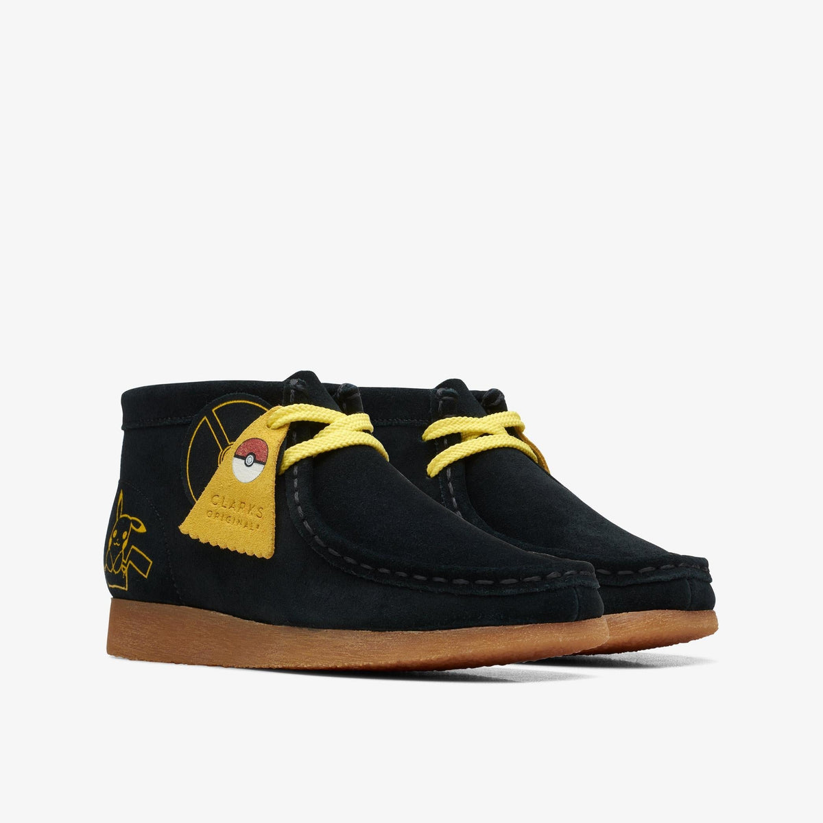 Clarks Originals x Pokémon Wallabee Mist Kids' Unisex Black Print Suede 26169543 — sole view