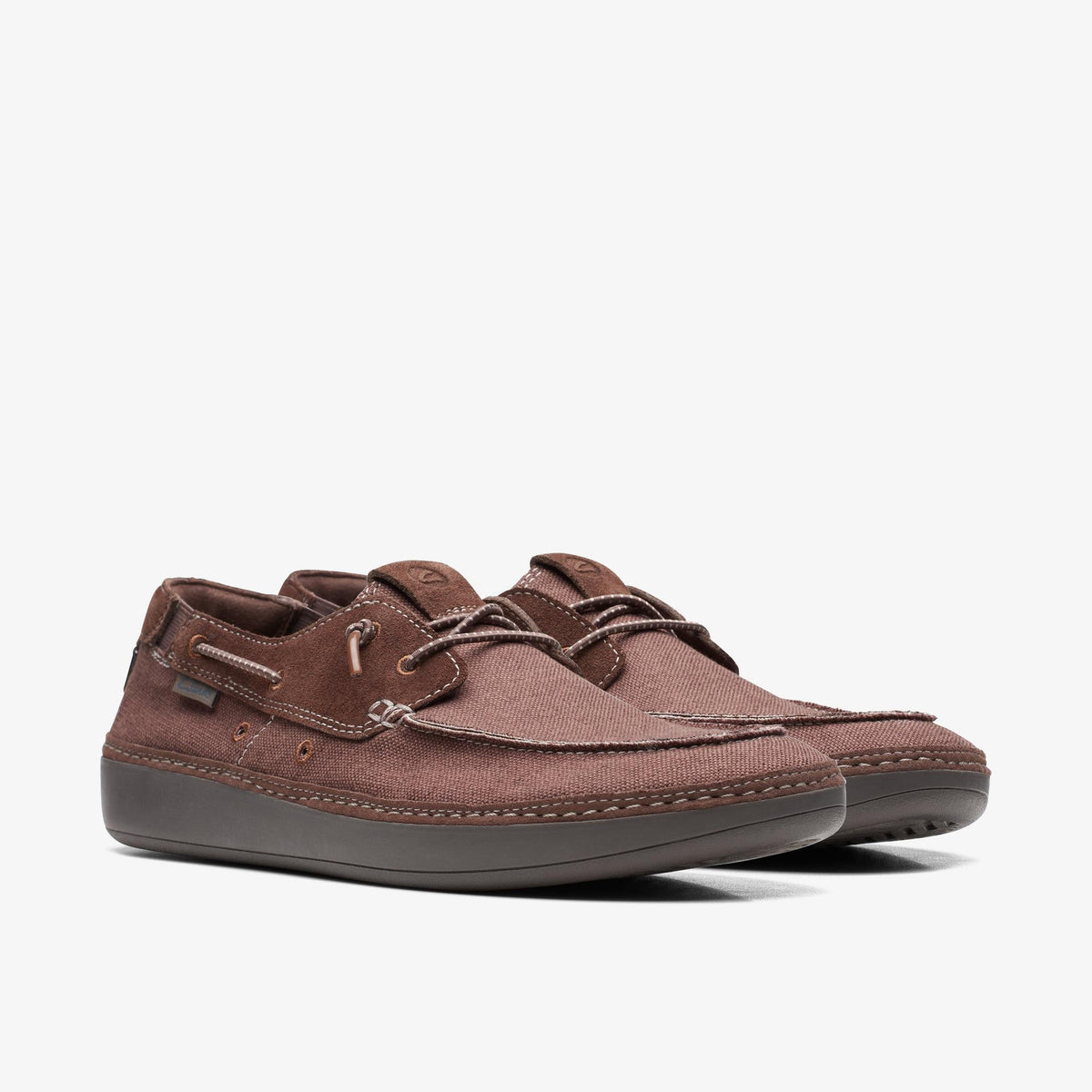 Clarks Higley Tie Men's Brown Combi Textile 26171554 — sole view