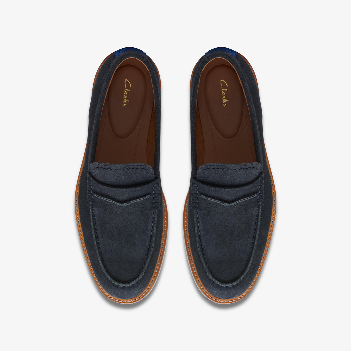 Clarks Atticus LT Slip Men's Navy Suede 26172441 — top view