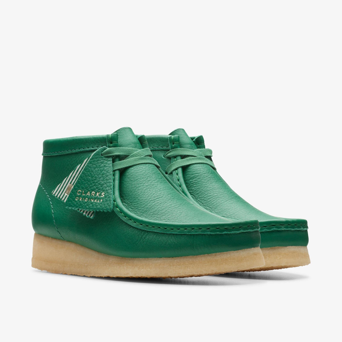 Clarks Originals Wallabee Boot Women's Cactus Green Leather 26173234 — sole view