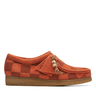 Clarks Originals Wallabee Women's Orange Check Casual Shoes