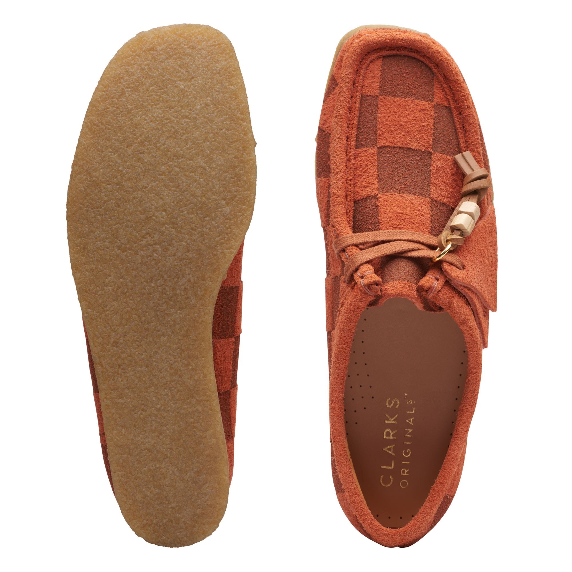Clarks Originals Wallabee Women's Orange Check Casual Shoes