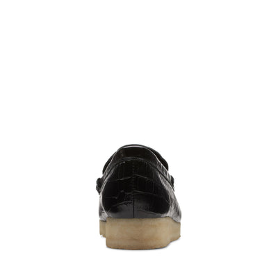 [26174016] WOMENS CLARKS WALLABEELOAFER BLACK CROC