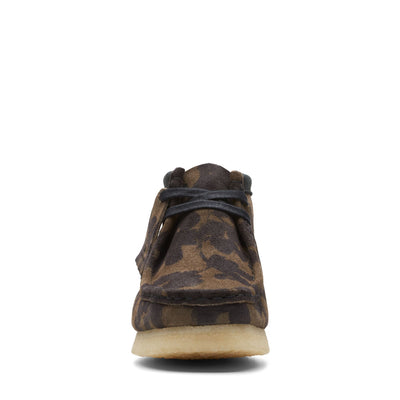 [26174023] WOMENS CLARKS WALLABEE BOOT BLK/KHAKI FLORAL