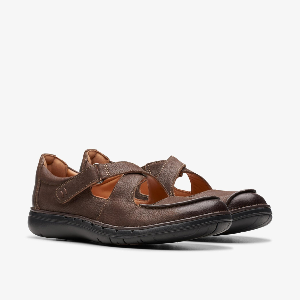 Clarks Un Loop Strap Women's Dark Brown Leather 26174971 — sole view