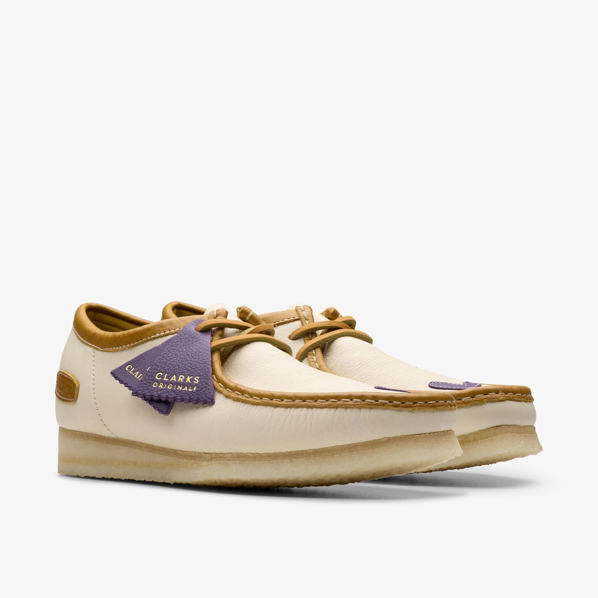 Clarks Originals Wallabee Men's Off White Combi 26175432 — sole view
