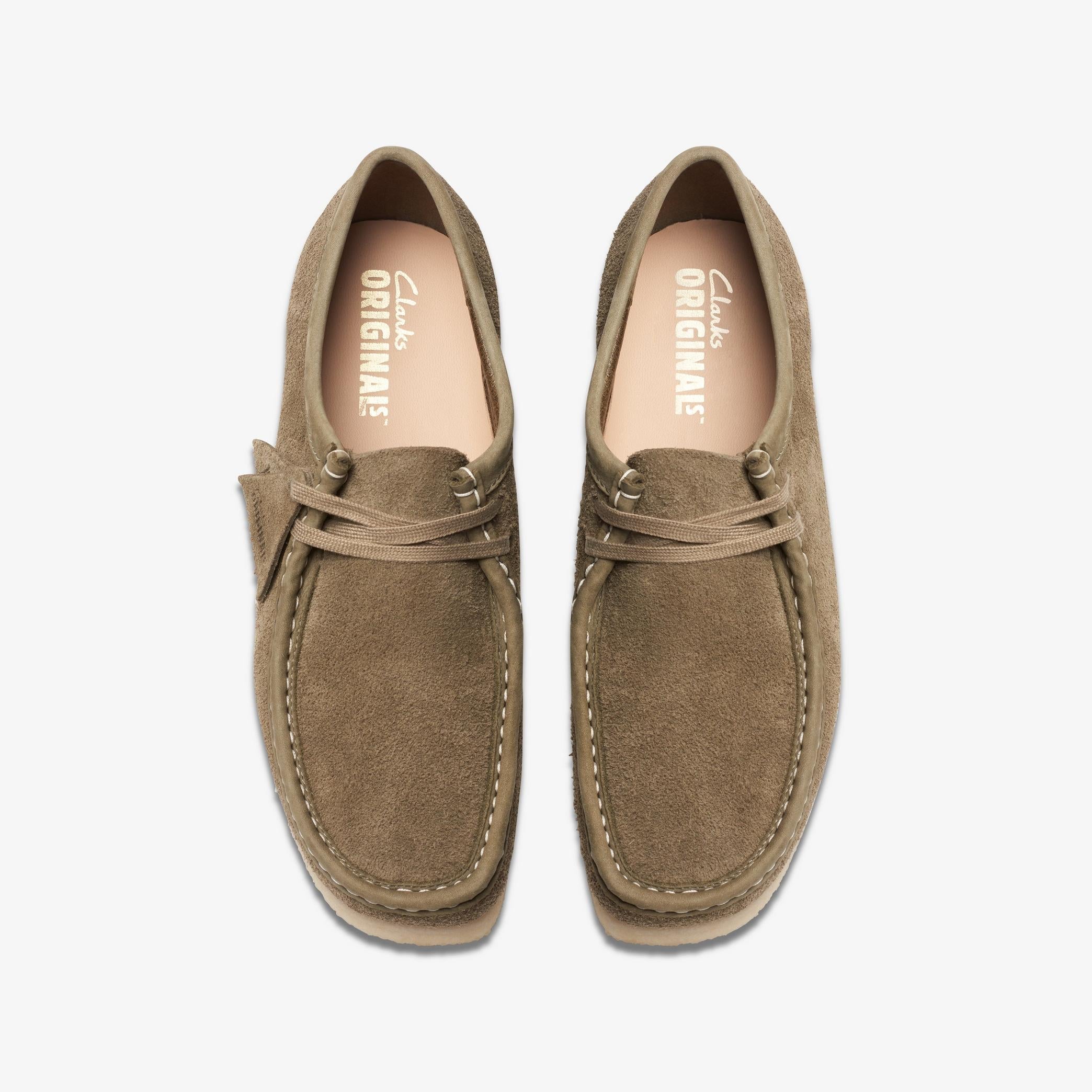 26175710] Mens CLARKS WALLABEE - PALE KHAKI SUEDE – Don't Panic Shoes