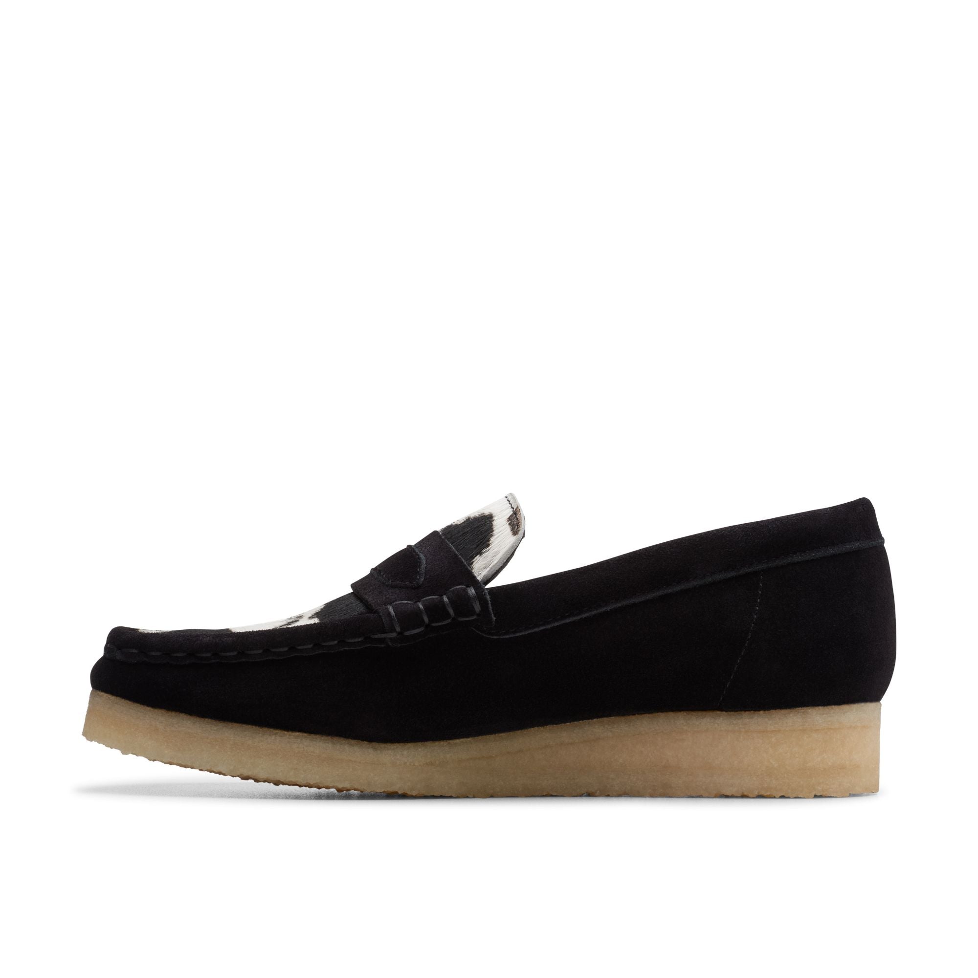 [26175837] WOMENS CLARKS WALLABEE LOAFER COW PRINT HAIRON